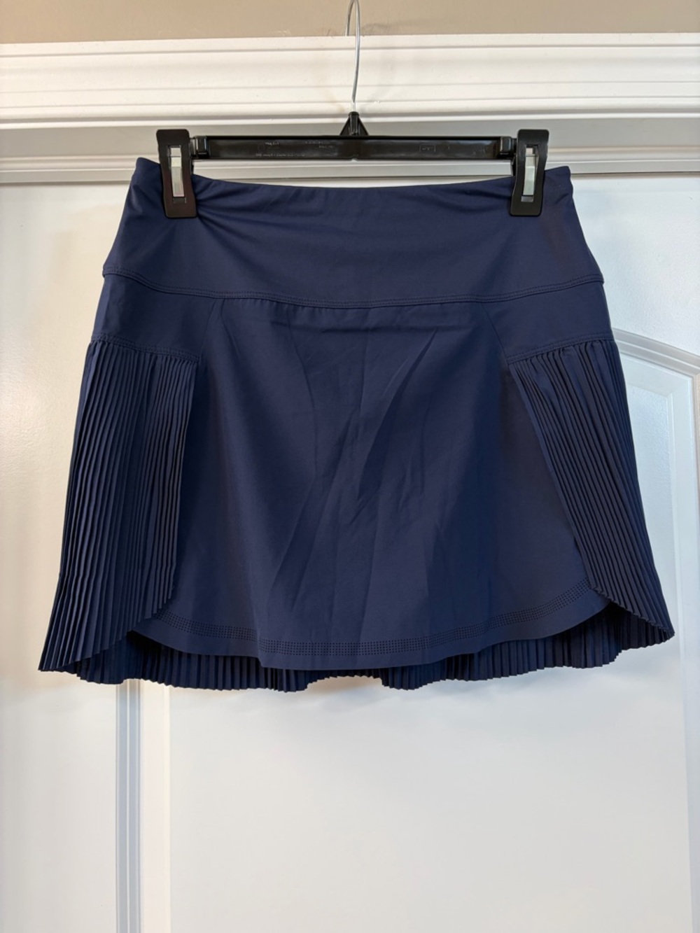 Lucky In Love Racer Rib Pleated Skirt- Navy, size XS